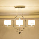 DecorBites™ Traditional Drum Fabric Island Pendant Light in Gold - 3 Lights Hanging Lamp for Living Room