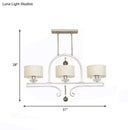 DecorBites™ Traditional Drum Fabric Island Pendant Light in Gold - 3 Lights Hanging Lamp for Living Room