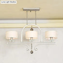 DecorBites™ Traditional Drum Fabric Island Pendant Light in Gold - 3 Lights Hanging Lamp for Living Room
