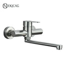Modern brushed nickel kitchen faucet wall mounted single lever mixer