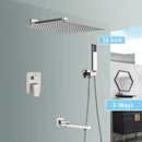 Modern brushed nickel rainfall shower faucet set bathroom with tub spout