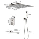 Modern brushed nickel rainfall shower faucet set bathroom with tub spout