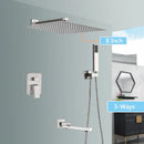 Modern brushed nickel rainfall shower faucet set bathroom with tub spout