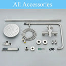 Modern brushed nickel rainfall shower system with handheld bathroom spray