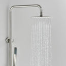 Modern brushed nickel rainfall shower system with handheld bathroom spray