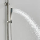 Modern brushed nickel rainfall shower system with handheld bathroom spray