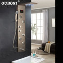 DecorBites™ Brushed Nickel Shower Panel with LED Display, Rainfall Head, Jets