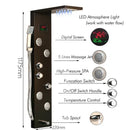 DecorBites™ Brushed Nickel Shower Panel with LED Display, Rainfall Head, Jets