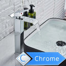 Modern brushed nickel single lever waterfall basin faucet bathroom