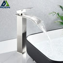 Modern brushed nickel single lever waterfall basin faucet bathroom