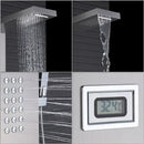 Modern brushed nickel waterfall rain shower panel bathroom spa jet
