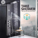 Modern brushed nickel waterfall rain shower panel bathroom spa jet
