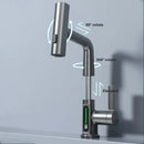 Modern brushed stainless digital display waterfall basin faucet bathroom