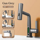 Modern brushed stainless steel digital display waterfall basin faucet