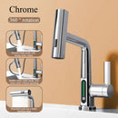 Modern brushed stainless steel digital display waterfall basin faucet