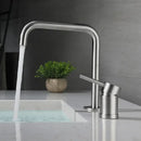 Modern brushed stainless steel kitchen faucet with curved spout