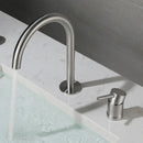 Modern brushed stainless steel kitchen faucet with curved spout