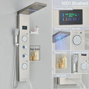 Modern brushed stainless steel led light shower column bathroom spa