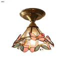 Modern butterfly glass tiffany ceiling light bedroom brass lamp