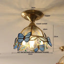 Modern butterfly glass tiffany ceiling light bedroom brass lamp