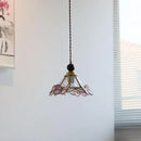 Modern butterfly pink led pendant lamp bedroom stained glass decor