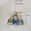 Modern butterfly pink led pendant lamp bedroom stained glass decor