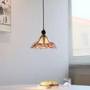 Modern butterfly pink led pendant lamp bedroom stained glass decor
