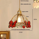 Modern butterfly pink led pendant lamp bedroom stained glass decor