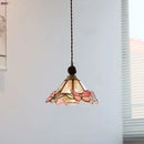 Modern butterfly pink led pendant lamp bedroom stained glass decor