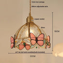 Modern butterfly pink led pendant lamp bedroom stained glass decor