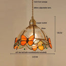 Modern butterfly pink led pendant lamp bedroom stained glass decor