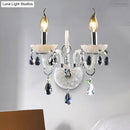 DecorBites™ Modern Candelabra Wall Sconce Light with Teardrop Crystal Decoration - White Glass - 1/2 Heads - Living Room Fixture