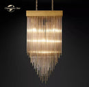 Modern cascada led glass chandelier gold square dining room light