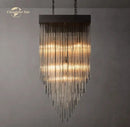 Modern cascada led glass chandelier gold square dining room light