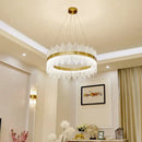Modern cascading gold crystal pendant chandelier dining room led