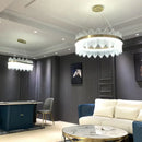 Modern cascading gold crystal pendant chandelier dining room led