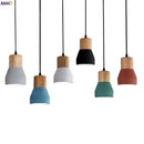 Modern ceramic and wood pendant lamp – living room industrial decor
