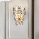 Modern champagne hexagon crystal wall sconce bedroom e12 light