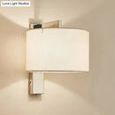 DecorBites™ Modern Fabric LED Drum Wall Sconce for Bedside - White/Black