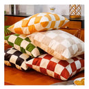 Modern checkered fluffy velvet cushion cover bedroom decor