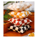 Modern checkered fluffy velvet cushion cover bedroom decor