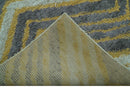 Modern Chevron Design Gold And Beige 5.6x8 Hand Knotted Bamboo Silk Area Rug