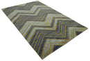 Modern Chevron Design Gold And Beige 5.6x8 Hand Knotted Bamboo Silk Area Rug