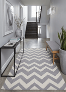 Modern Chevron Gray and Beige Dhurrie Wool Polyester 5x8 Rug