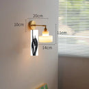 Modern chevron green glass led wall light bedroom pull chain switch