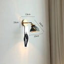 Modern chevron green glass led wall light bedroom pull chain switch