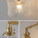 Modern chevron green glass led wall light bedroom pull chain switch