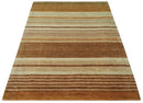 Modern Chic 6x8 Beige, Rust and Brown Stripes Hand Tufted Wool Area Rug