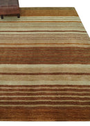 Modern Chic 6x8 Beige, Rust and Brown Stripes Hand Tufted Wool Area Rug