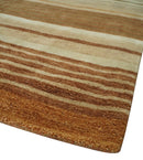 Modern Chic 6x8 Beige, Rust and Brown Stripes Hand Tufted Wool Area Rug